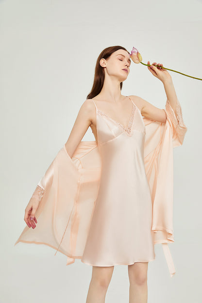 Lace silk nightgown & robe set