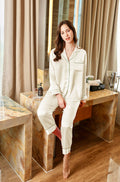 Binding Trim Classic Pure Silk Pajamas Set