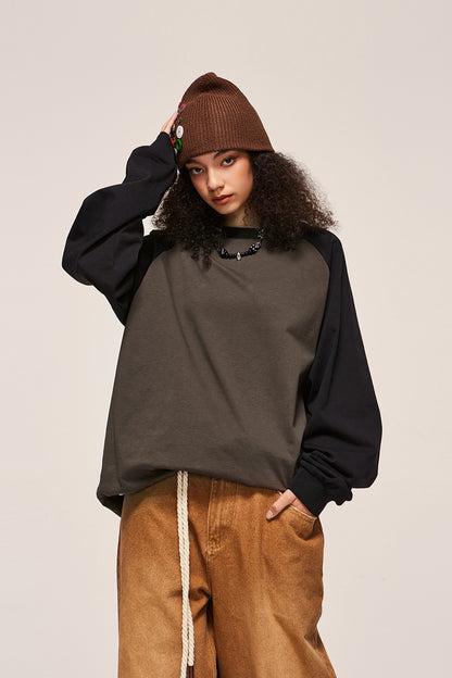 Color block long sleeved T-shirt