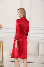 Silk Long Sleeve Belted Nightgown