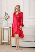 Silk Long Sleeve Belted Nightgown