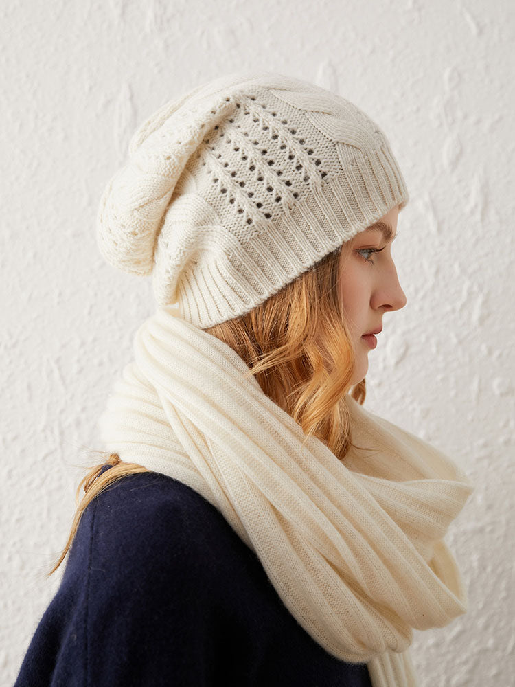 Knit Hat with Hollowed-out Craftsmanship