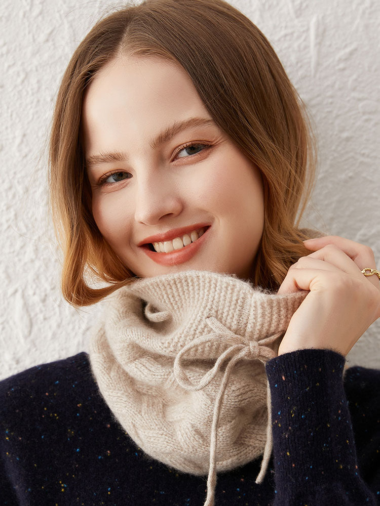 Versatile Cable-Knit Drawstring Beanie