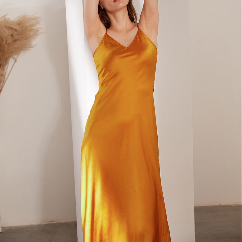 Minimalist Silk Spaghetti Strap Maxi Dress