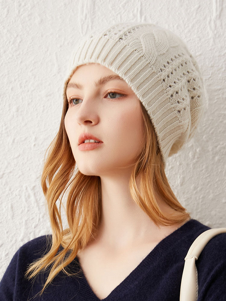 Knit Hat with Hollowed-out Craftsmanship