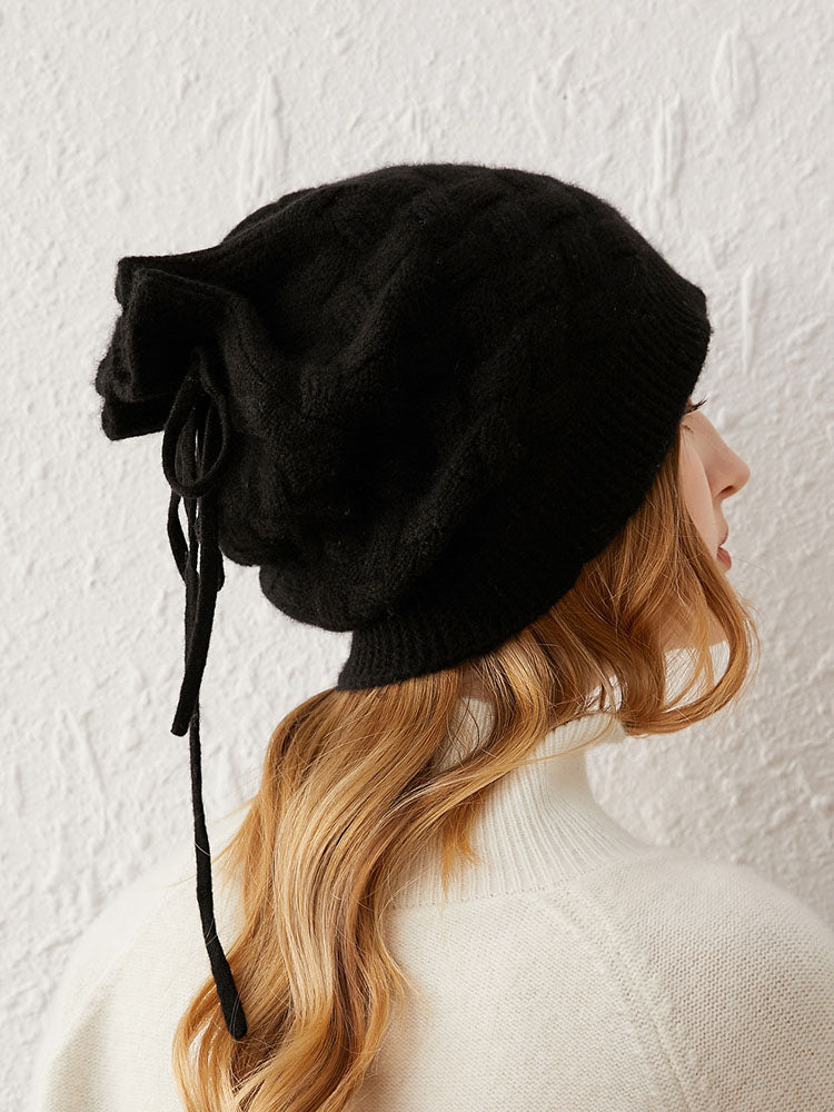 Versatile Cable-Knit Drawstring Beanie