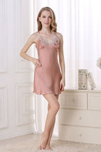 Silk Lace Backless Nightgown & Robe Set