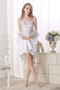 Silk Lace Backless Nightgown & Robe Set