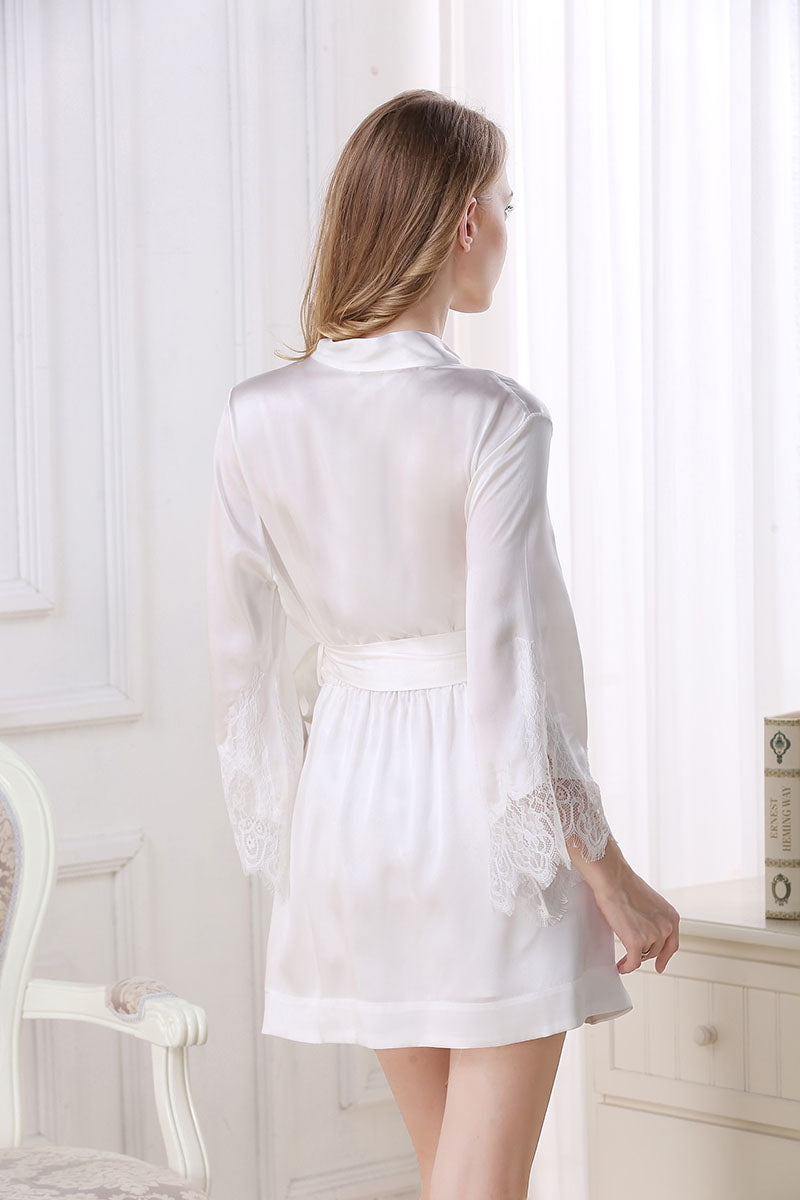 Silk Lace Backless Nightgown & Robe Set