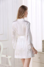 Silk Lace Backless Nightgown & Robe Set