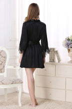 Silk Lace Backless Nightgown & Robe Set