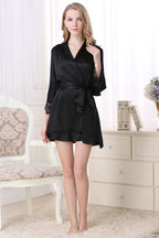 Silk Lace Backless Nightgown & Robe Set