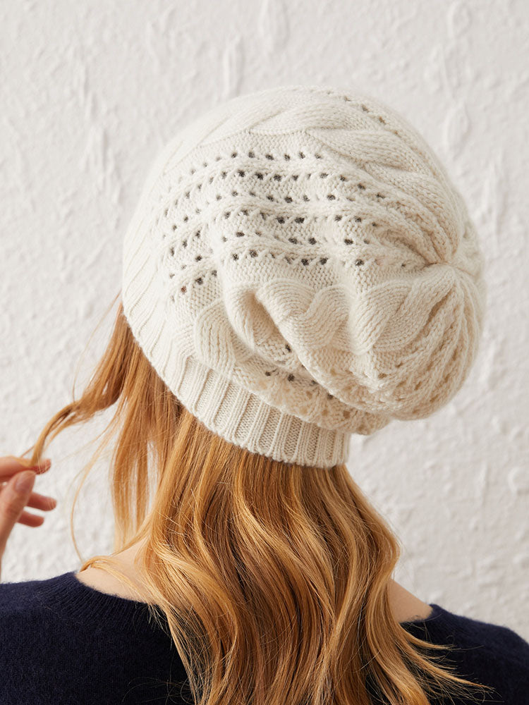 Knit Hat with Hollowed-out Craftsmanship