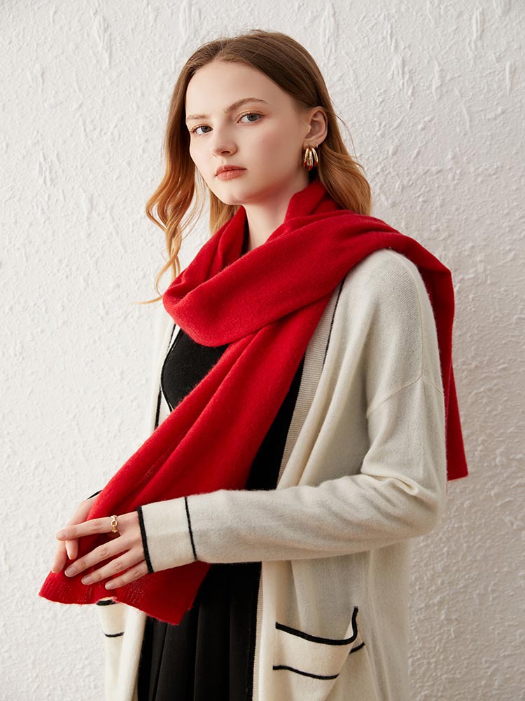 Classic Wool-Cashmere Blend Shawl Scarf