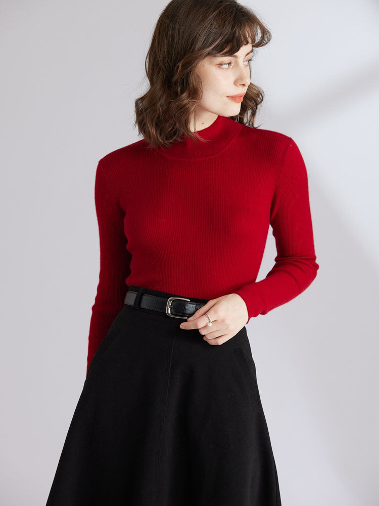 Cashmere Mock Neck Fitted Sweater