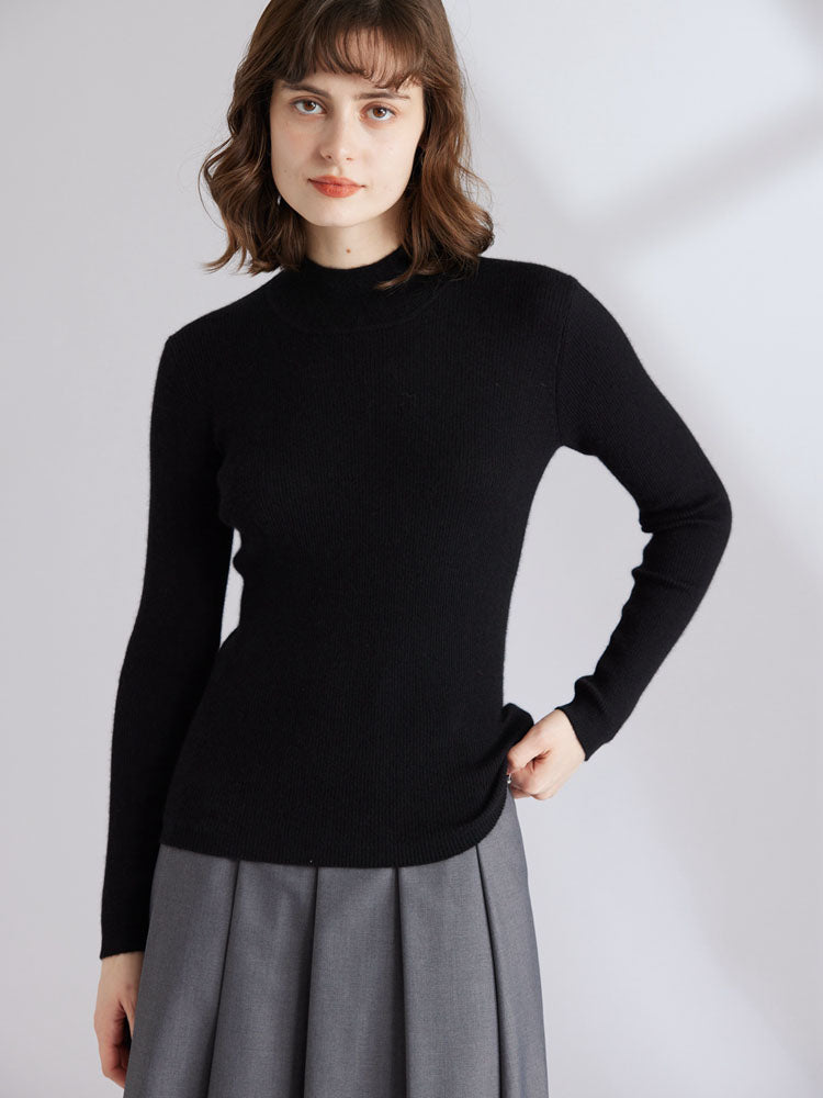 Cashmere Mock Neck Fitted Sweater