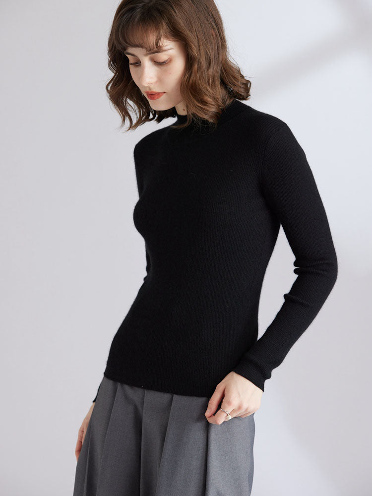 Cashmere Mock Neck Fitted Sweater