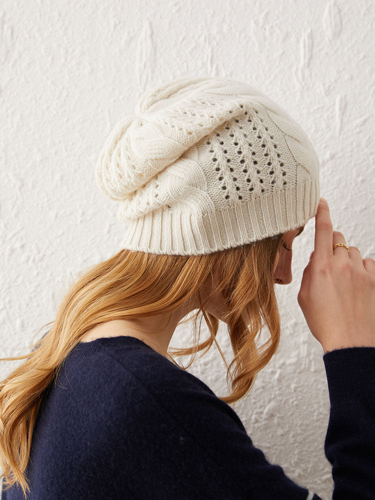 Knit Hat with Hollowed-out Craftsmanship