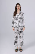 Women's Silk Ink Wash Print Full Length Pajama Set