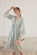 Silk Lace Trimmed Robe & Nightdress Set