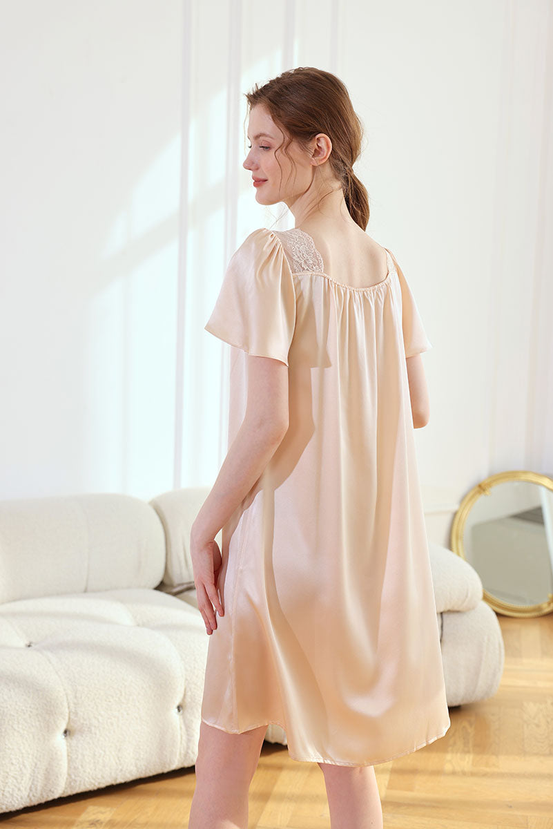 Silk Solid Color Cute Nightgown
