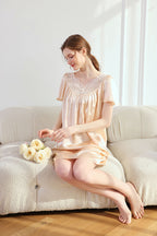 Silk Solid Color Cute Nightgown