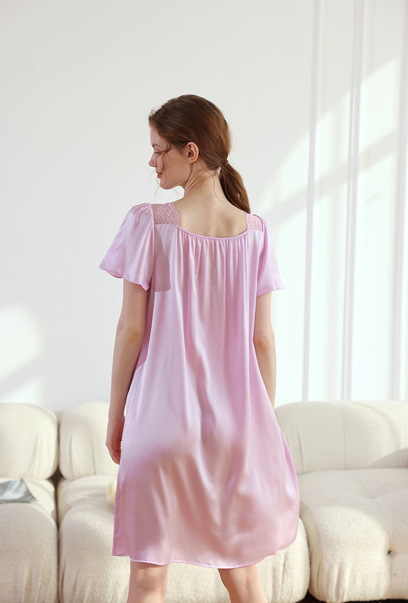 Silk Solid Color Cute Nightgown