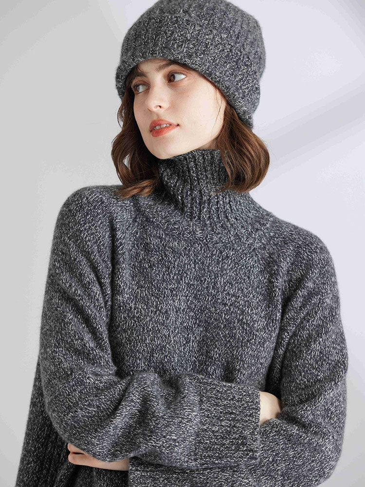 Two-tone Blend Turtleneck Knitwear