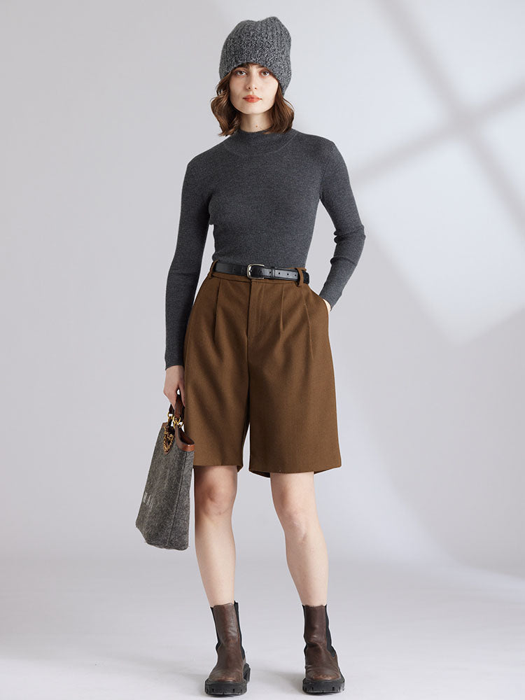 Cashmere Mock Neck Fitted Sweater