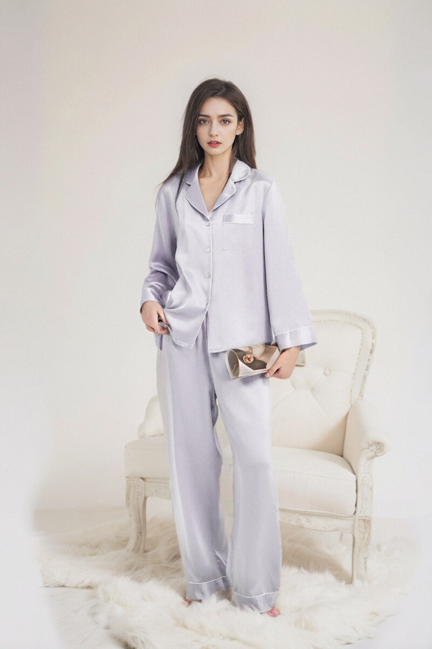 Classic long sleeve silk pajama set