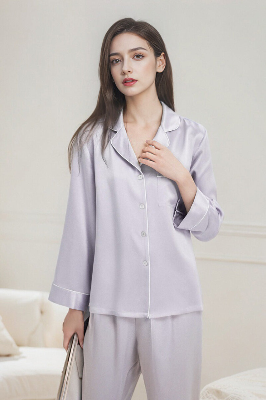 Classic long sleeve silk pajama set