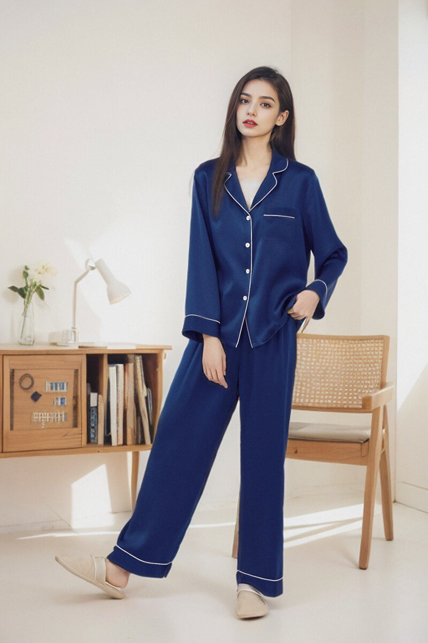 Classic long sleeve silk pajama set