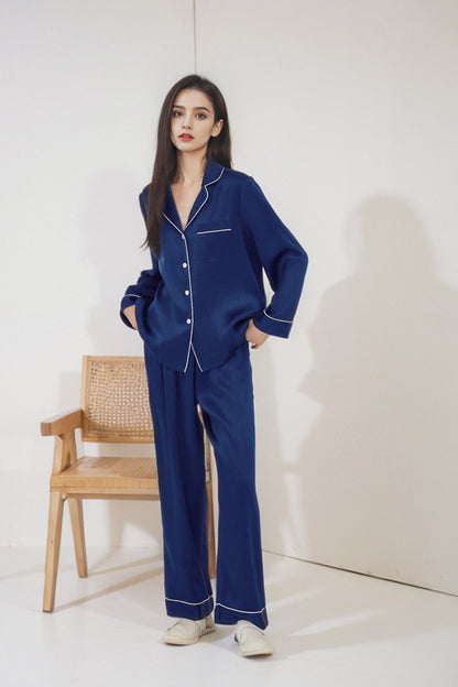 Classic long sleeve silk pajama set