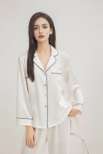 Classic long sleeve silk pajama set