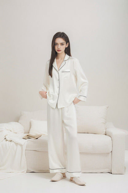 Classic long sleeve silk pajama set