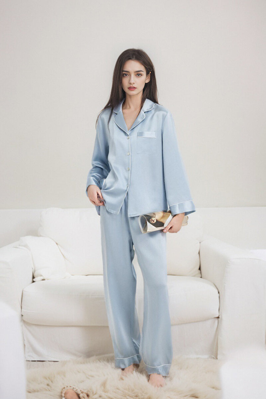 Classic long sleeve silk pajama set