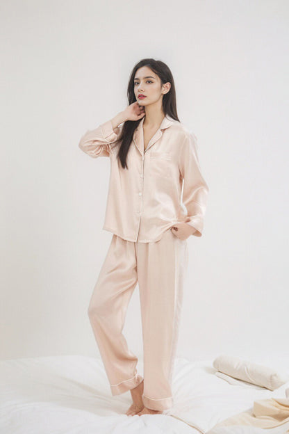 Classic long sleeve silk pajama set