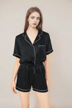 Short sleeve top & shorts silk pajama set