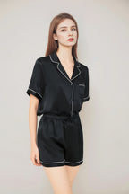 Short sleeve top & shorts silk pajama set