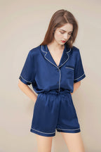 Short sleeve top & shorts silk pajama set