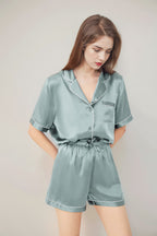 Short sleeve top & shorts silk pajama set