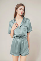 Short sleeve top & shorts silk pajama set
