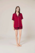 Short sleeve top & shorts silk pajama set