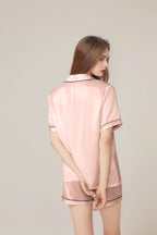 Short sleeve top & shorts silk pajama set