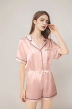Short sleeve top & shorts silk pajama set