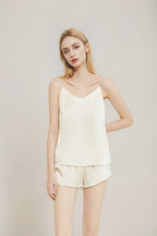 Conjunto de pijama de camisola y pantalones cortos de seda