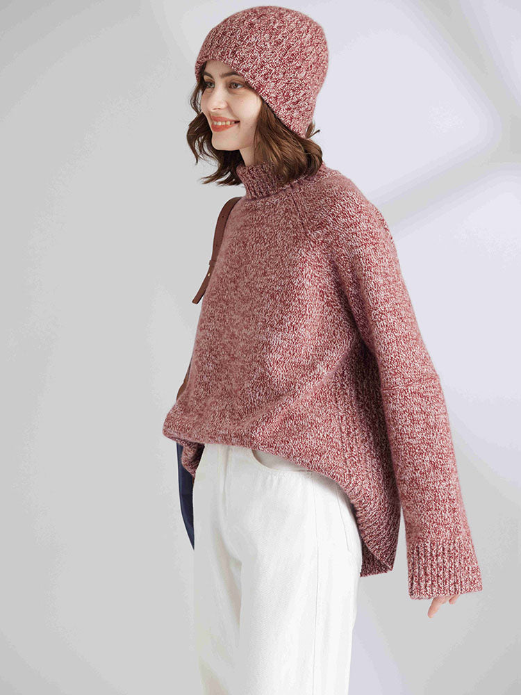 Two-tone Blend Turtleneck Knitwear
