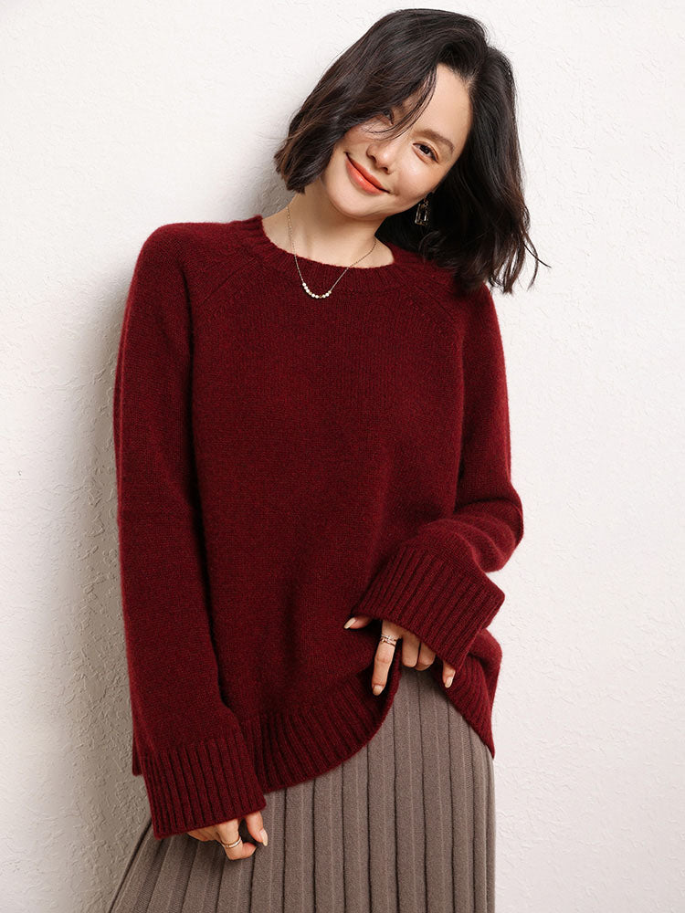 Drop-shoulder Crew Neck Pullover