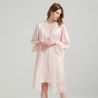 Delicate Lace Trimmed Nightgown&Robe 2Pcs Set
