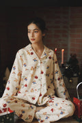 Cotton  Rabbit Print Full Length Pajama Set